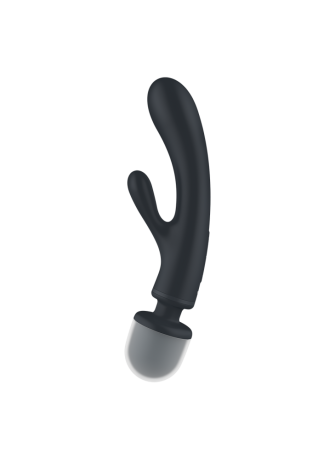 2 en 1 Vibromasseur rabbit et wand noir USB Triple Lover Satisfyer - CC597825